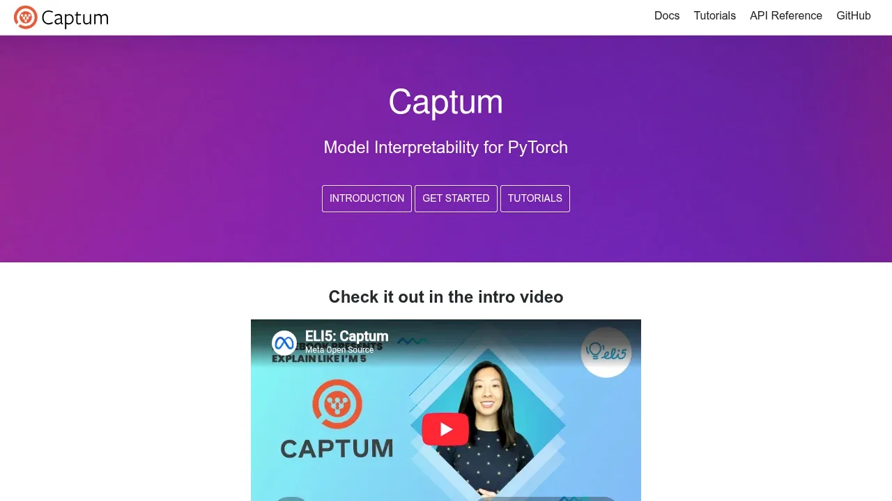 Screenshot of Captum website