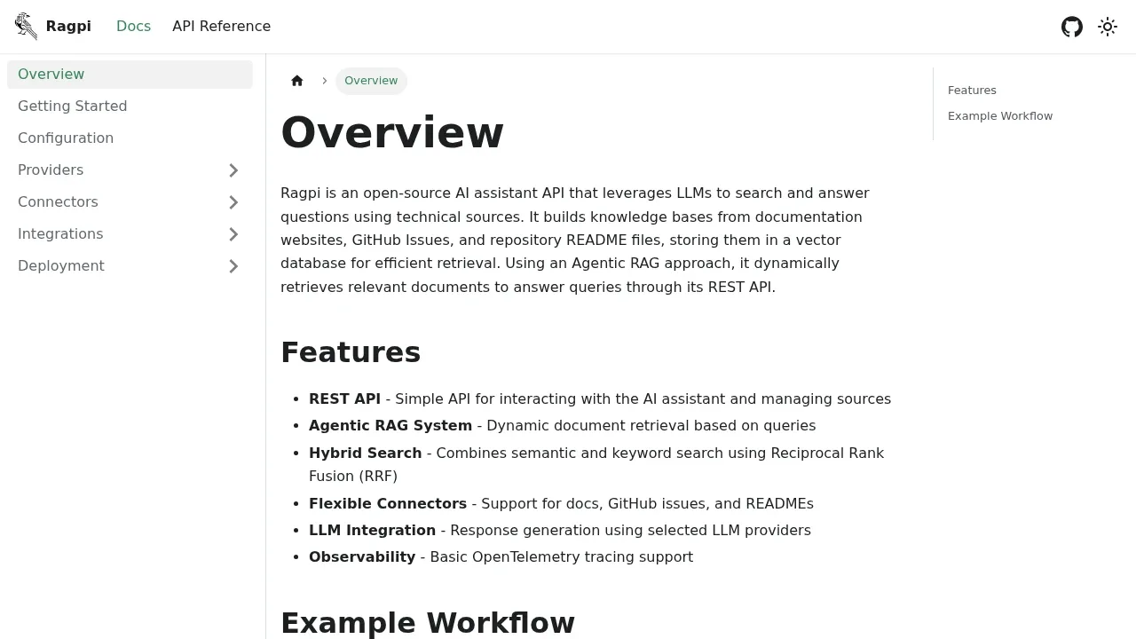 Screenshot of Ragpi website