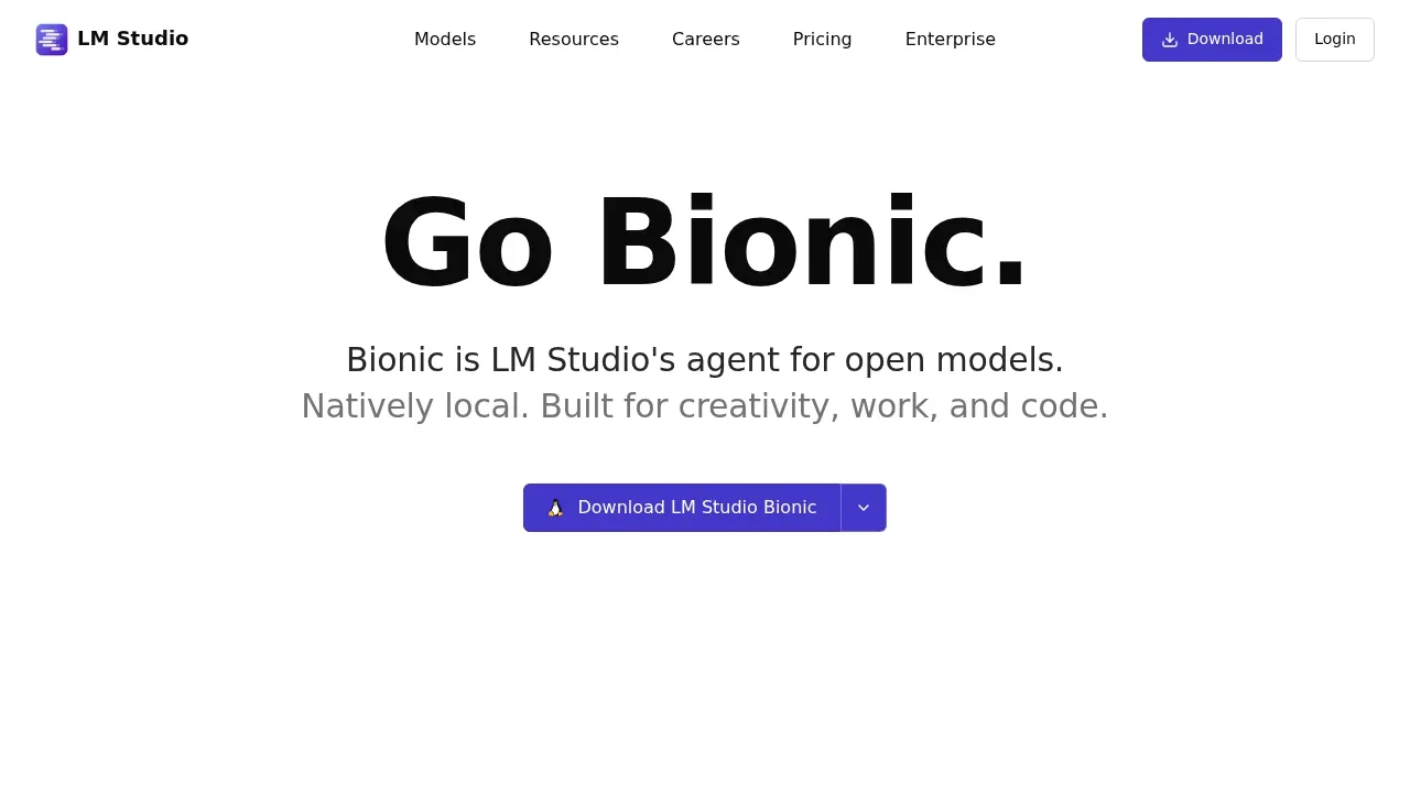 Screenshot of LM Studio website