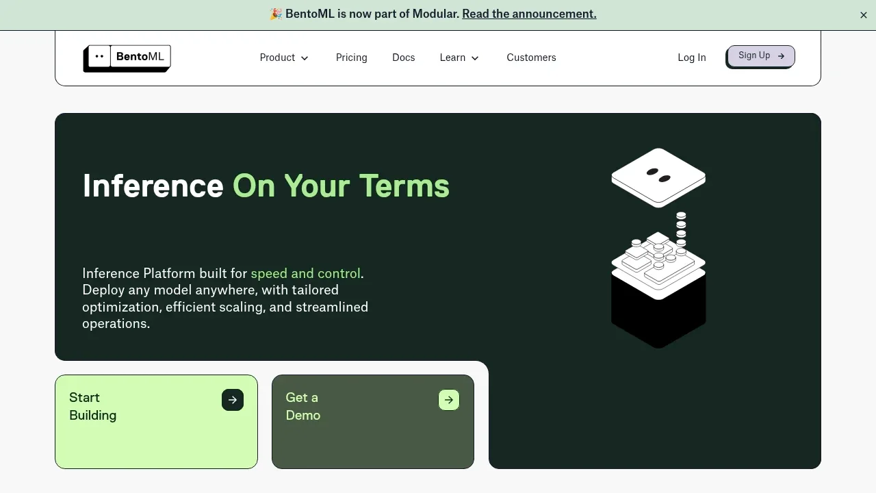 Screenshot of BentoML website