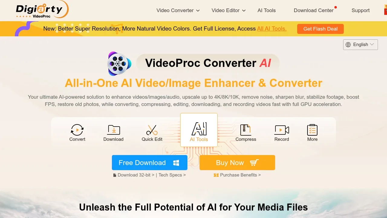 Screenshot of VideoProc Converter AI website