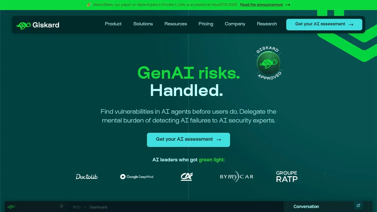 Screenshot of Giskard website