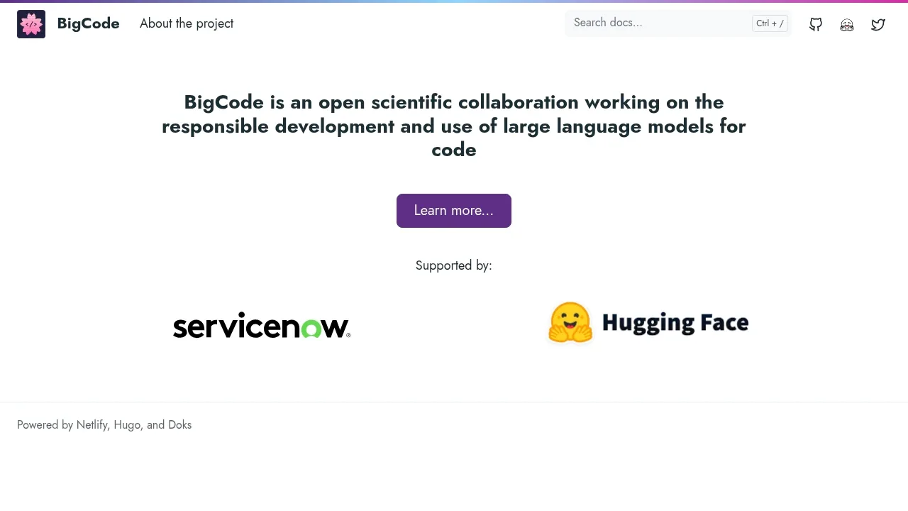 Screenshot of StarCoder2 website