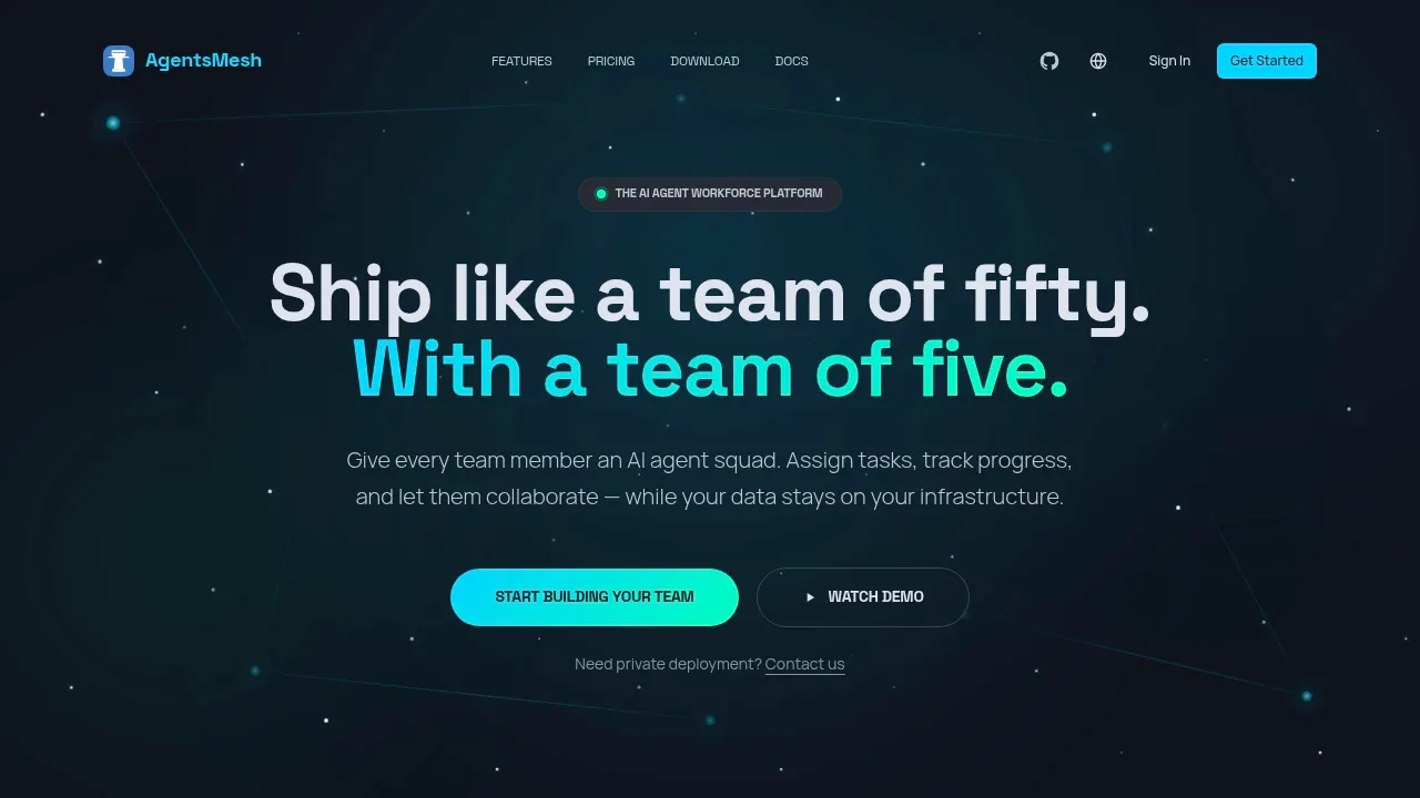 Screenshot of AgentsMesh website