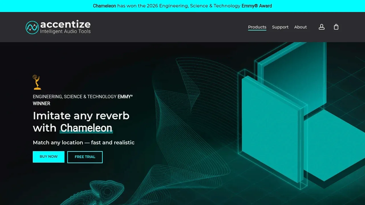 Screenshot of Accentize Chameleon website