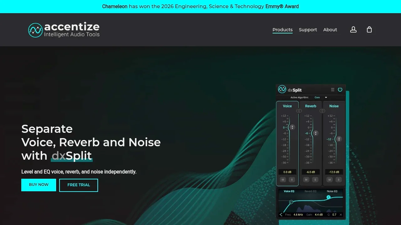 Screenshot of Accentize dxSplit website