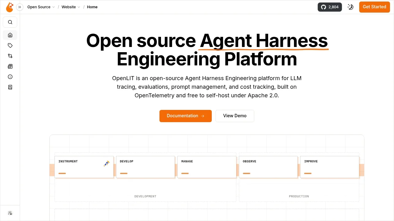 Screenshot of OpenLIT website