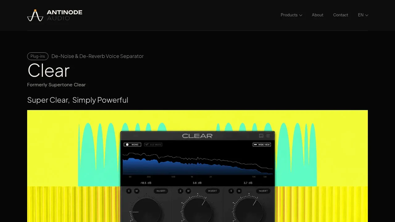 Screenshot of Antinode Clear website