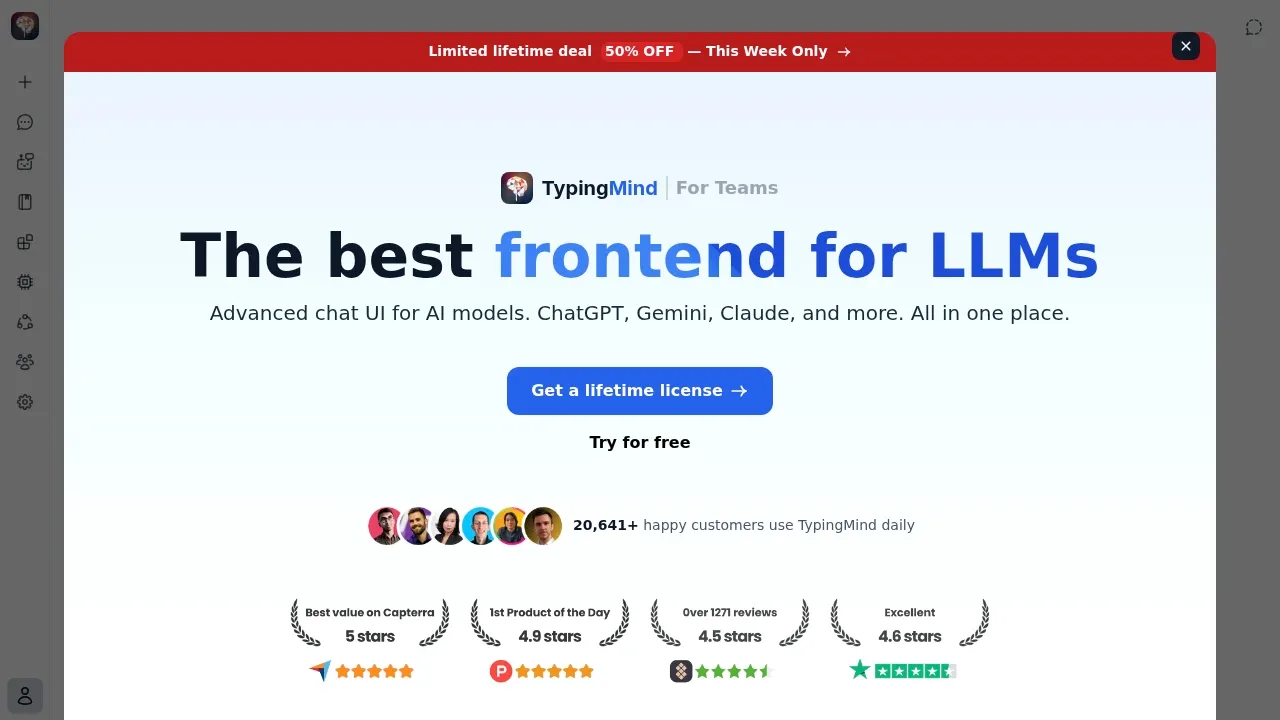Screenshot of TypingMind website