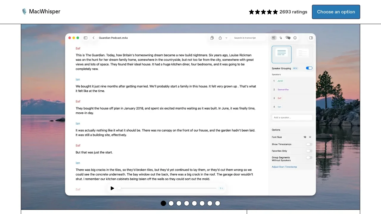 Screenshot of MacWhisper website
