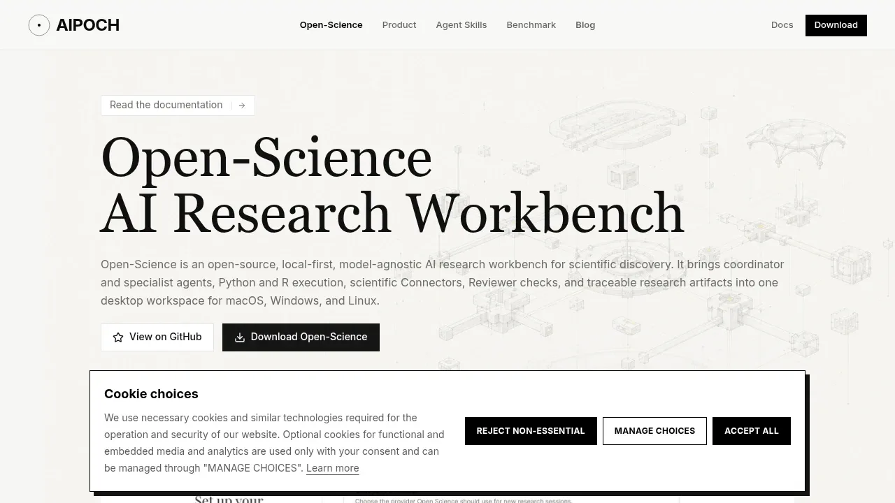 Screenshot of AIPOCH Open-Science website