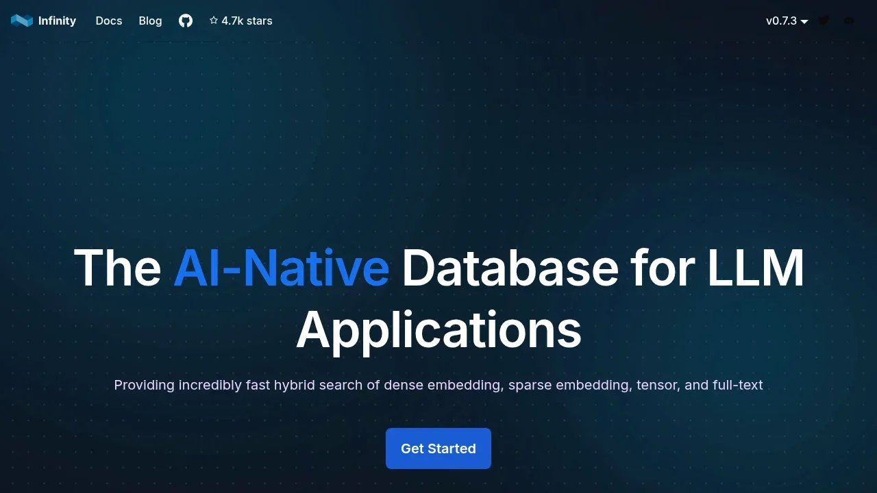 Screenshot of Infinity (InfiniFlow) website