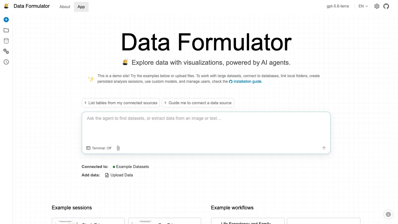 Screenshot of Data Formulator website
