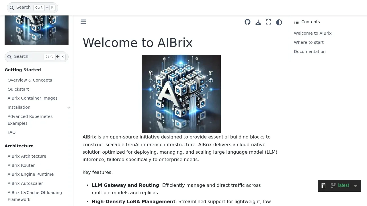 Screenshot of AIBrix website