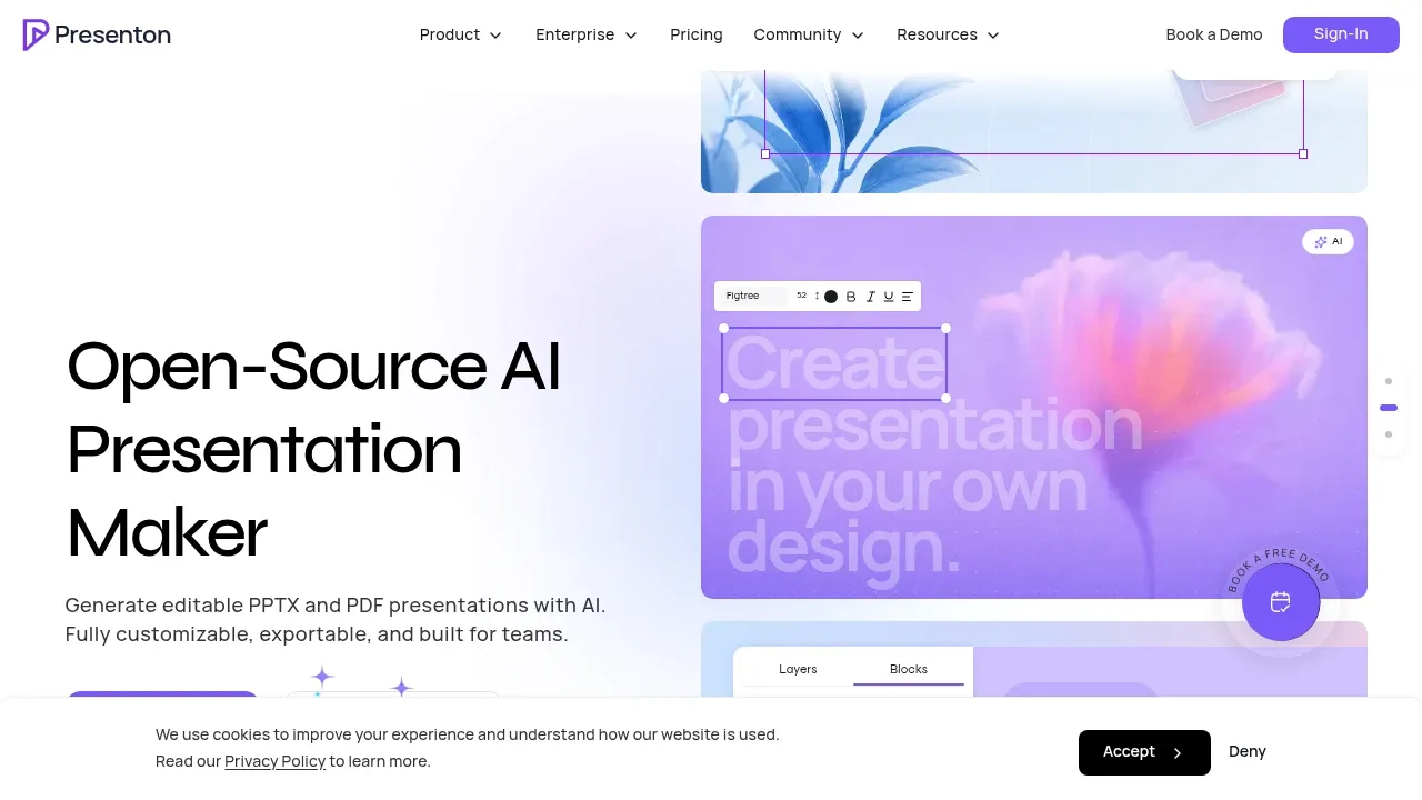 Screenshot of Presenton website