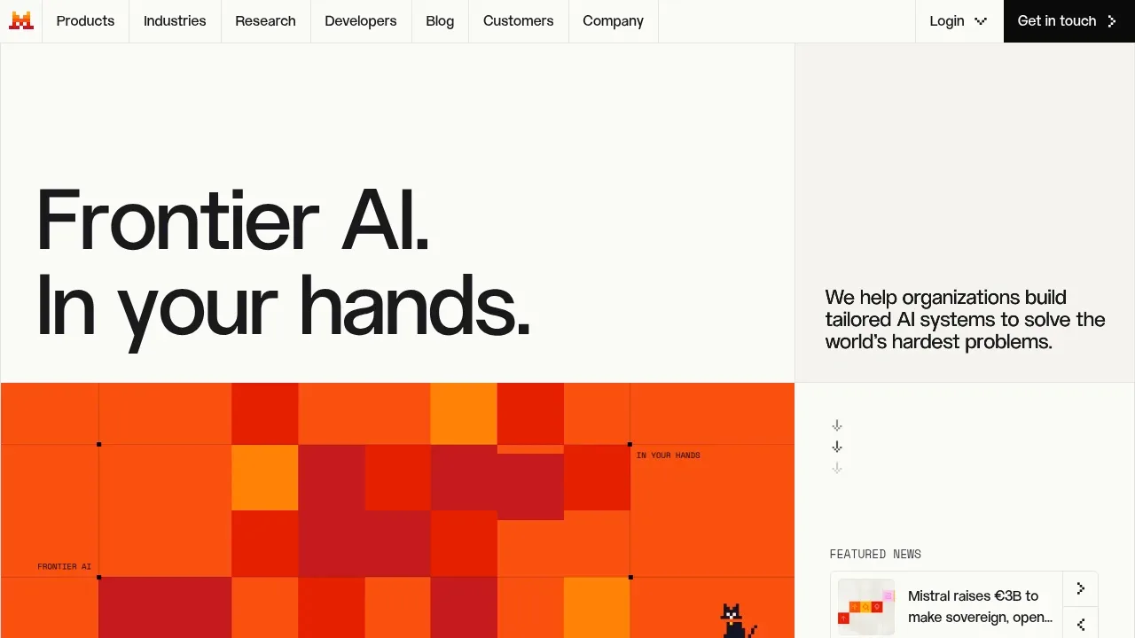 Screenshot of Pixtral website