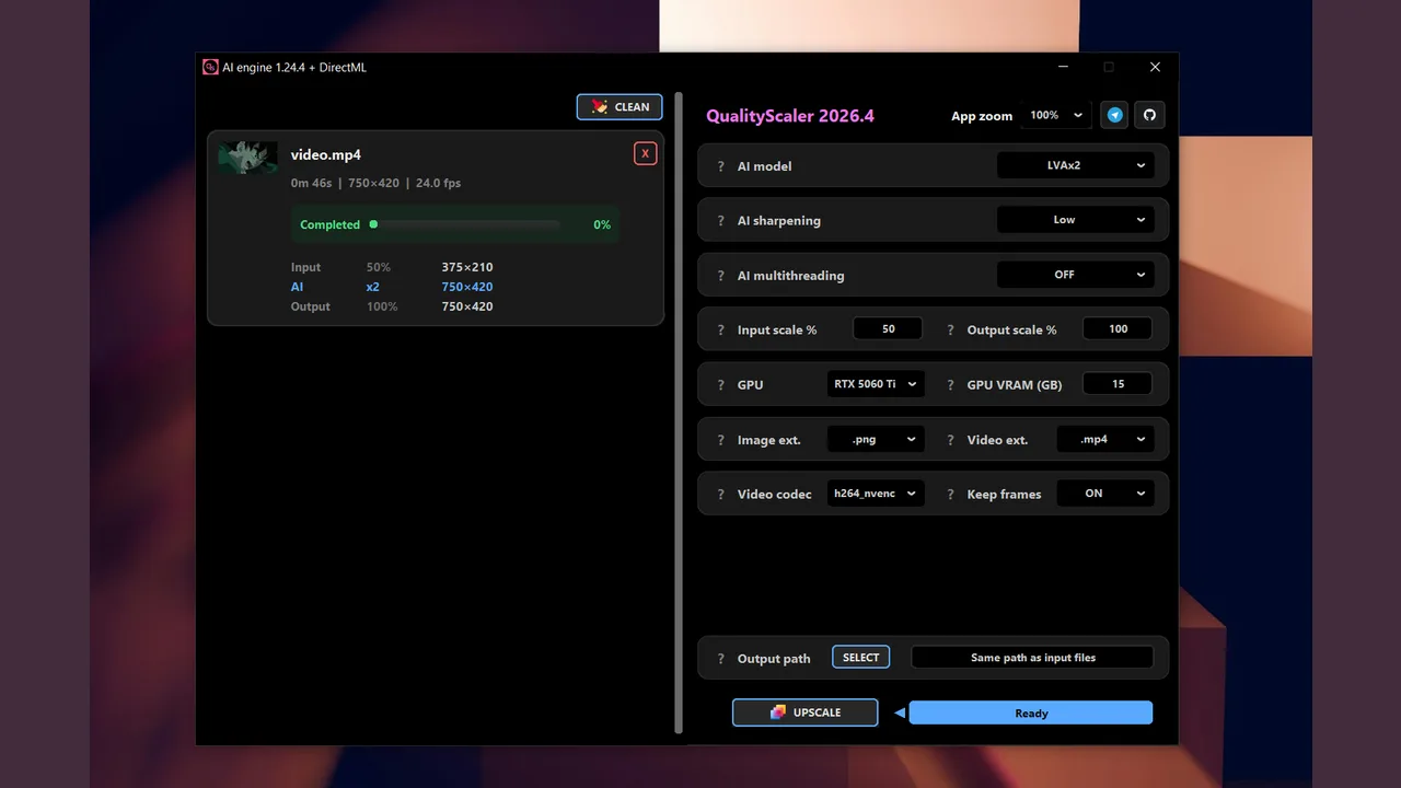 Screenshot of QualityScaler website