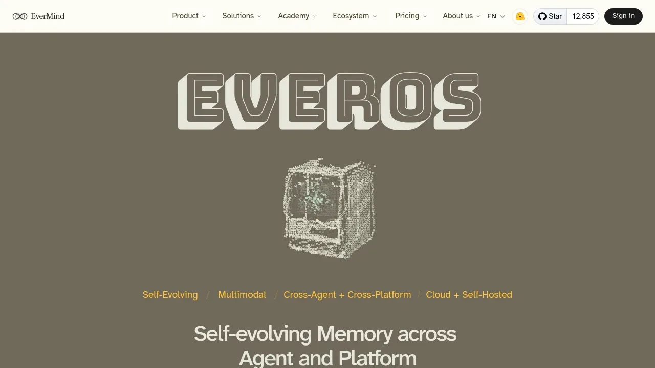 Screenshot of EverOS website
