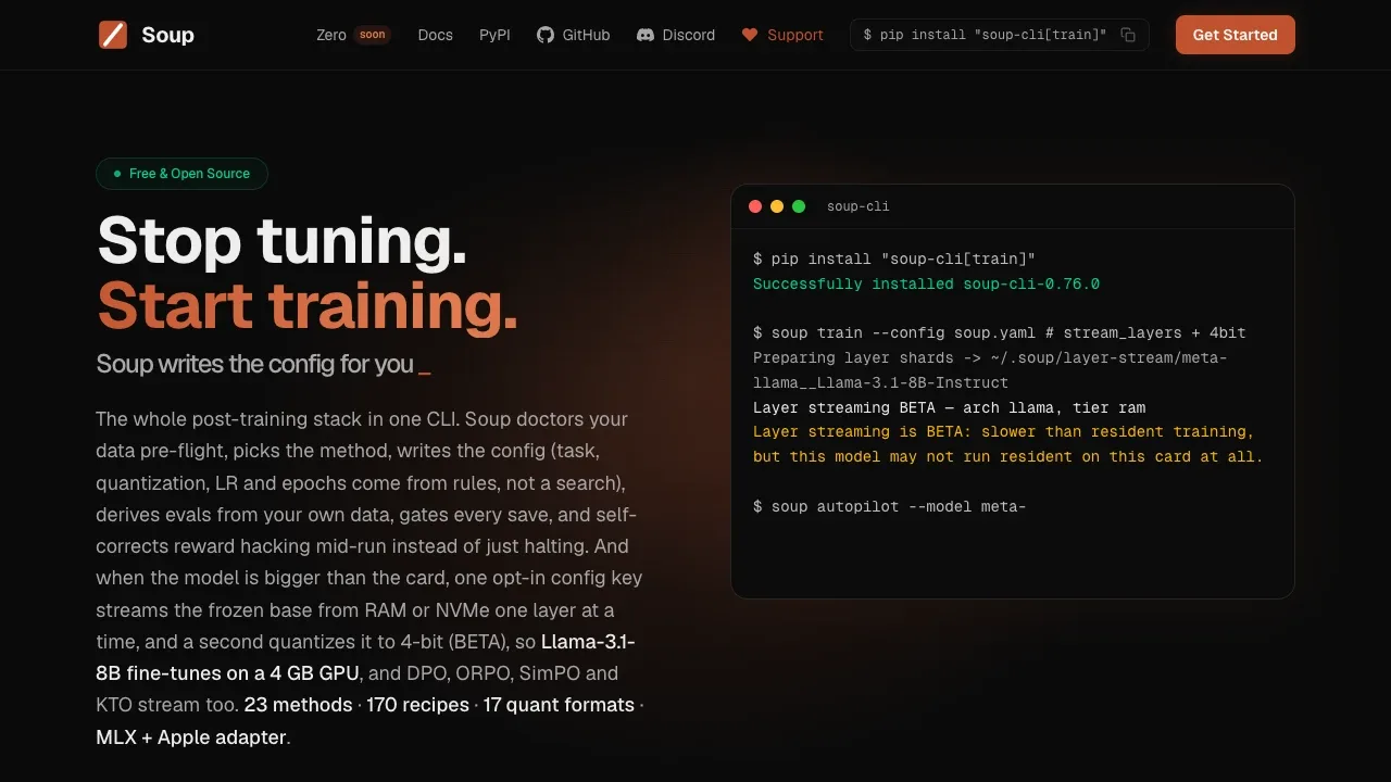 Screenshot of Soup website