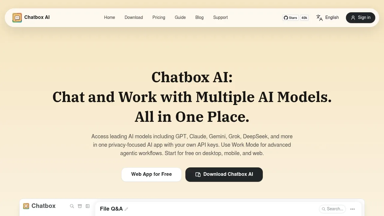 Screenshot of Chatbox website