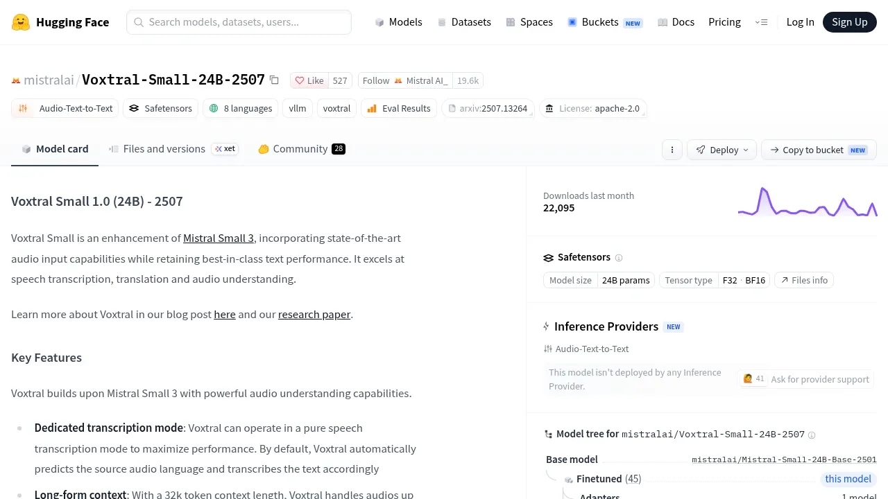 Screenshot of Voxtral website