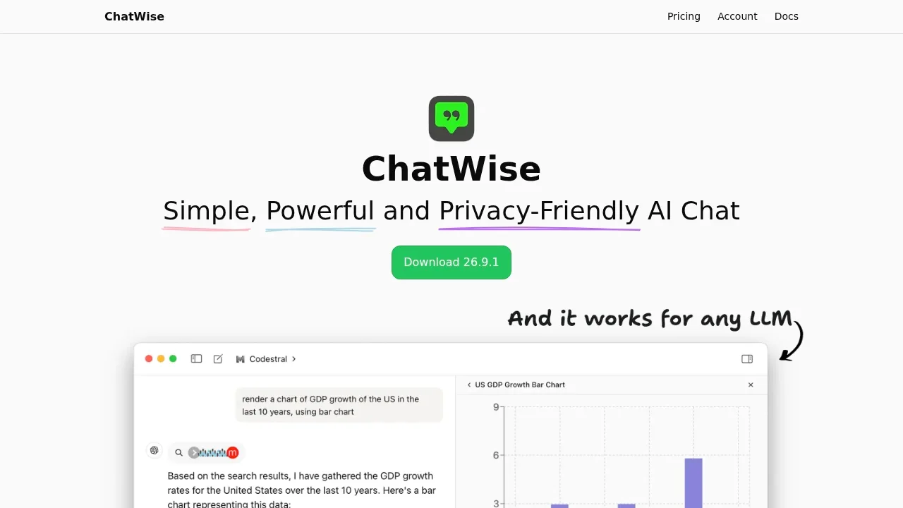Screenshot of ChatWise website