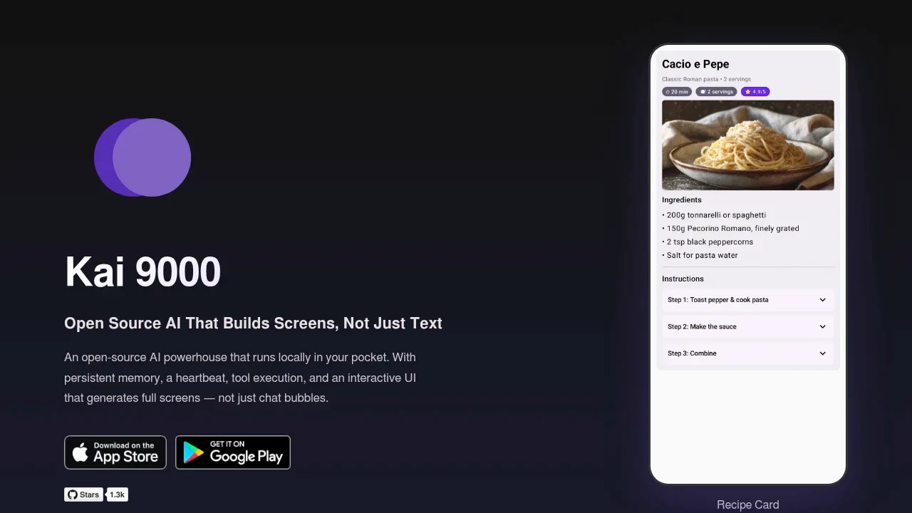 Screenshot of Kai 9000 website
