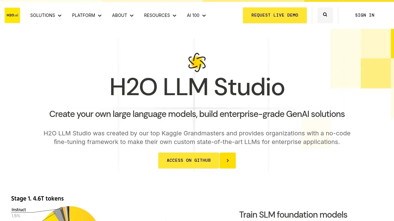 Screenshot of H2O LLM Studio website