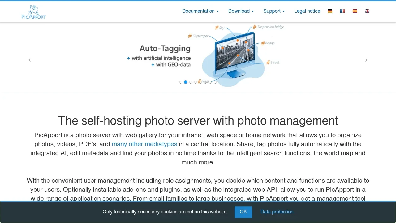 Screenshot of PicApport website