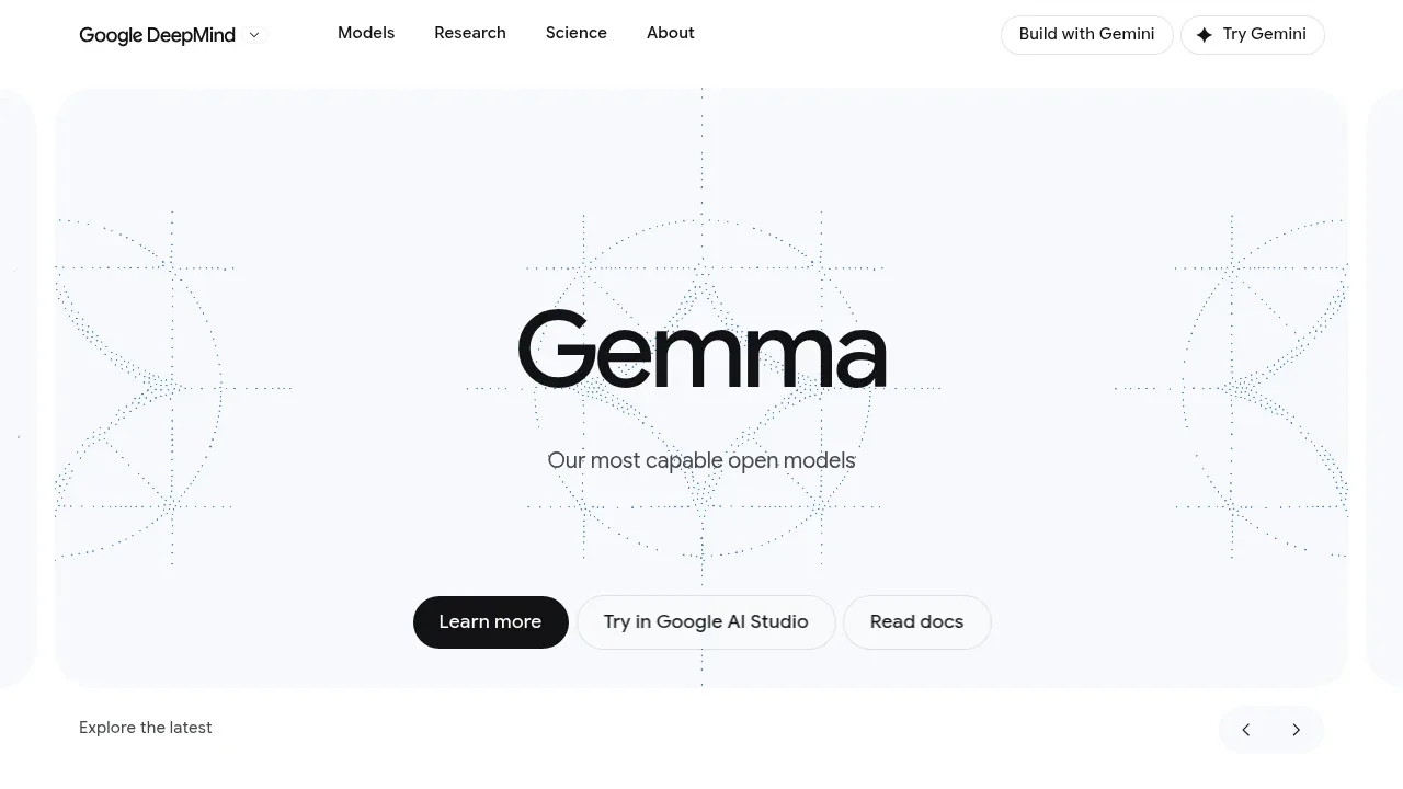 Screenshot of Gemma website