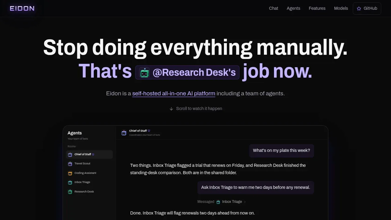 Screenshot of Eidon AI website