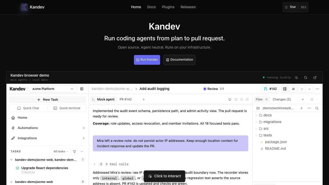 Screenshot of KanDev website