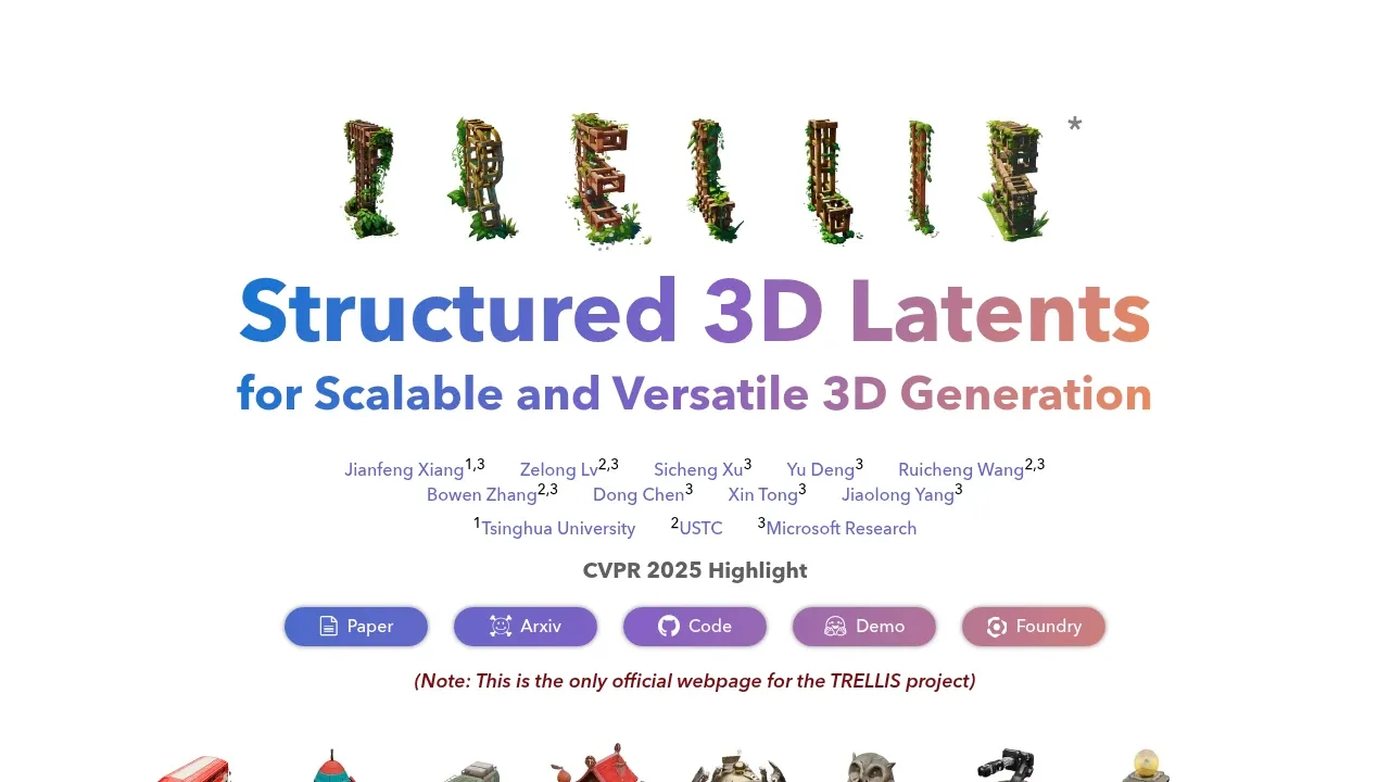 Screenshot of TRELLIS website