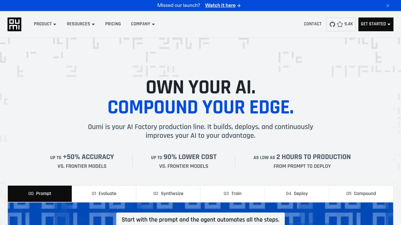 Screenshot of Oumi website