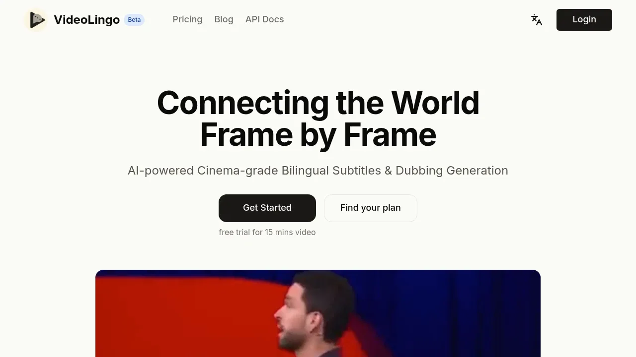Screenshot of VideoLingo website