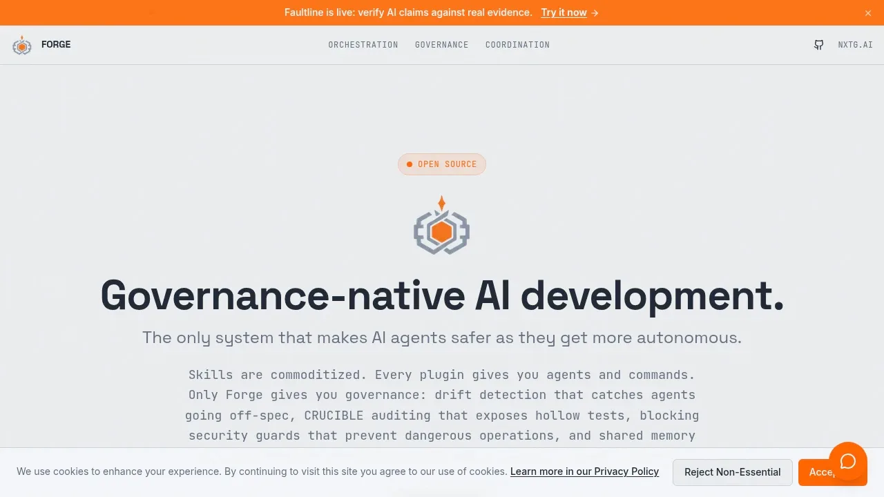 Screenshot of Forge Orchestrator website
