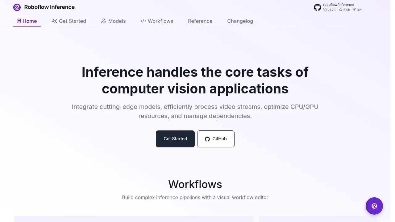 Screenshot of Roboflow Inference website