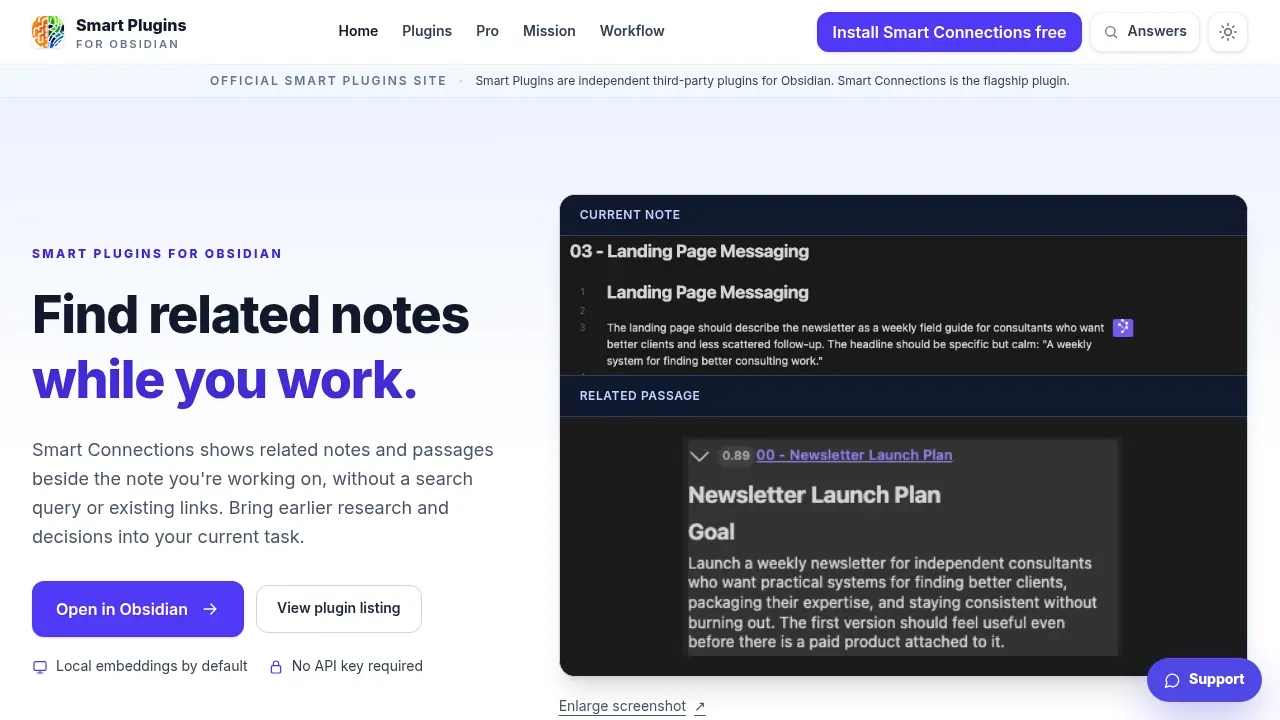 Screenshot of Smart Connections website