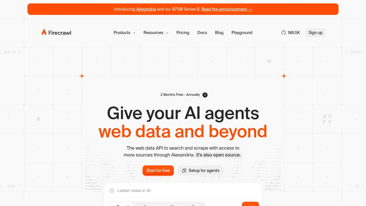 Screenshot of Firecrawl website
