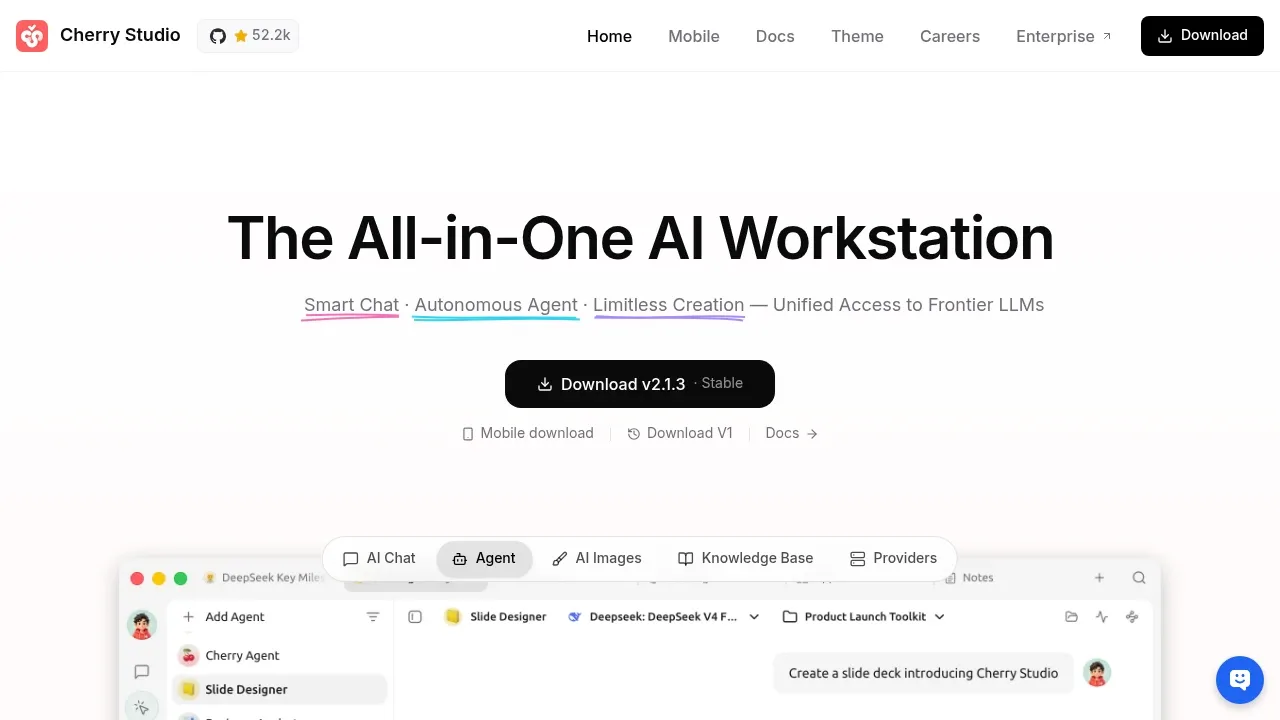 Screenshot of Cherry Studio website