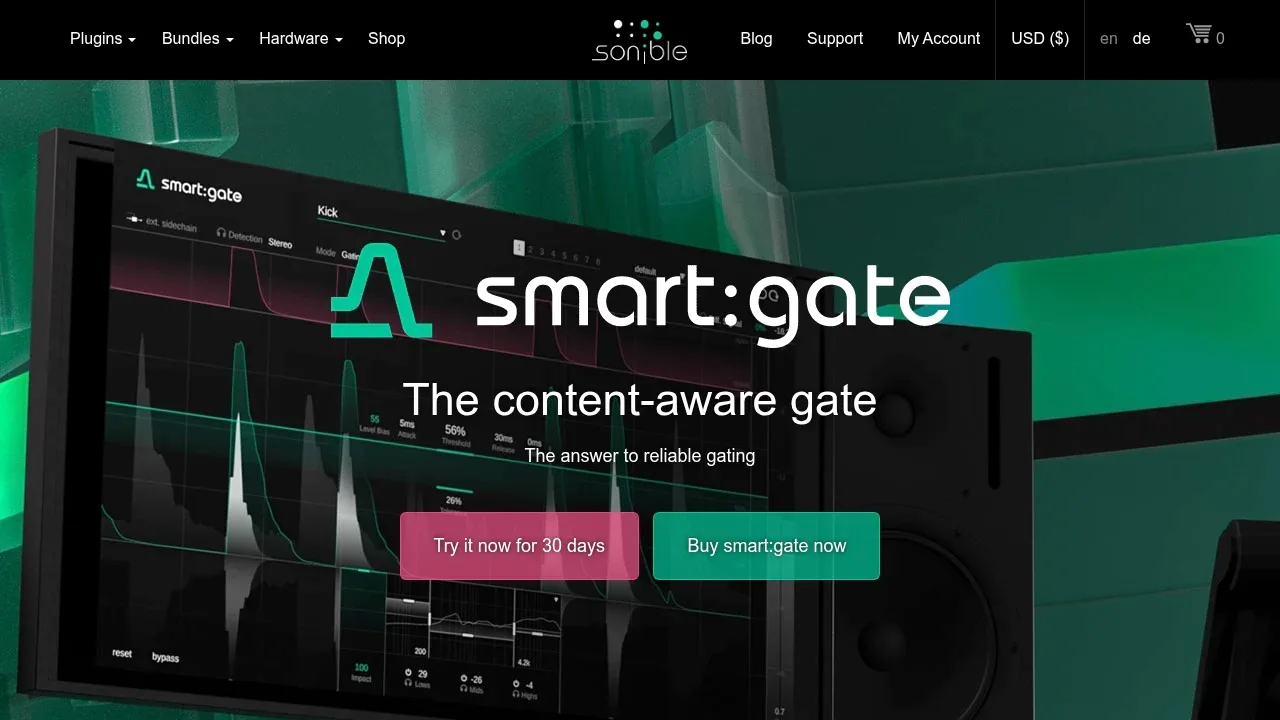 Screenshot of sonible smart:gate website