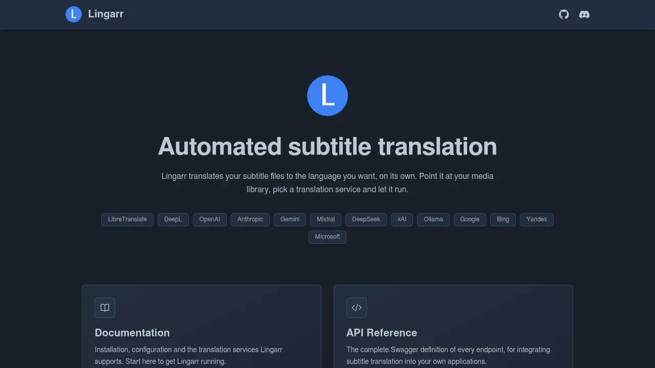 Screenshot of Lingarr website