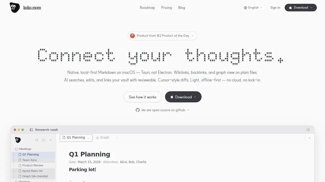 Screenshot of Kuku website