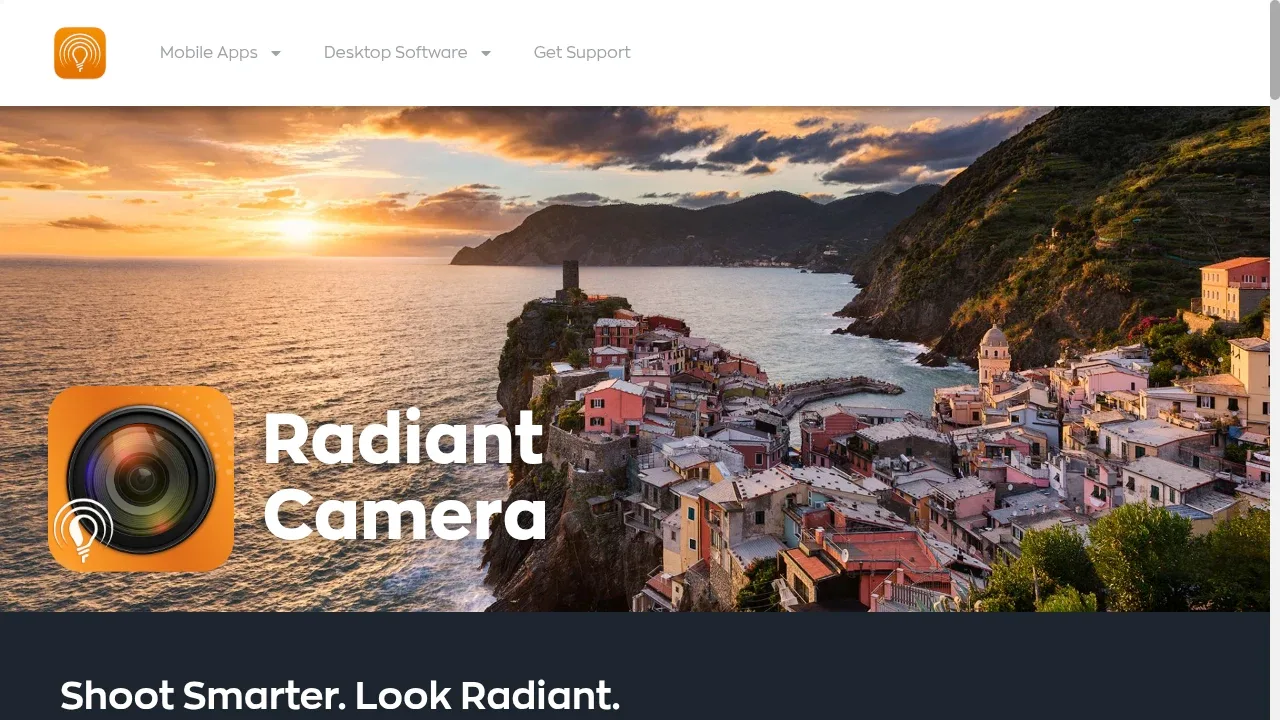 Screenshot of Radiant Camera website