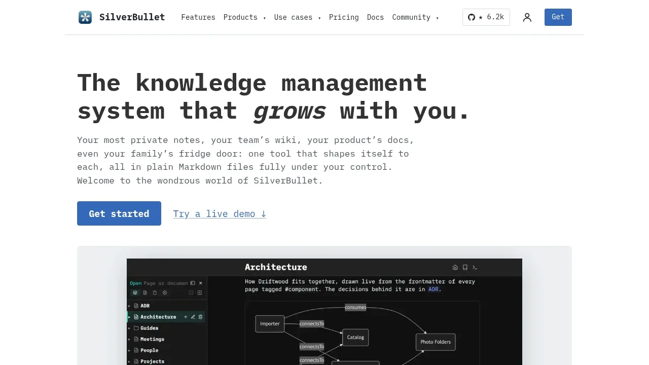Screenshot of SilverBullet website