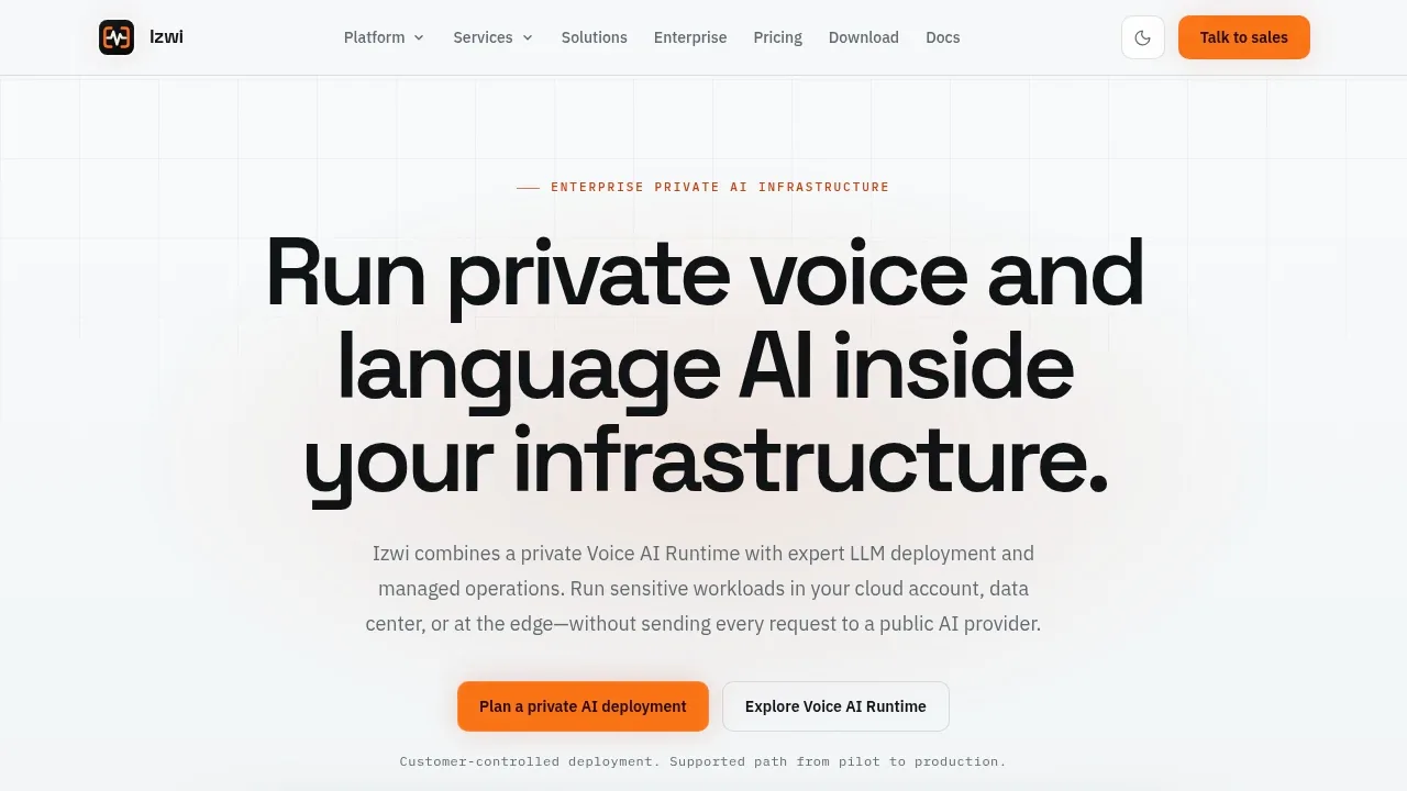 Screenshot of Izwi website