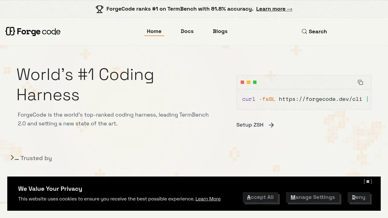 Screenshot of Forge website