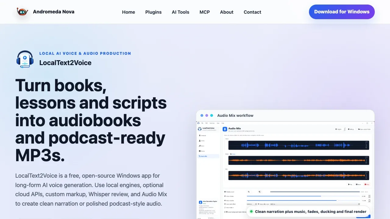 Screenshot of LocalText2Voice website