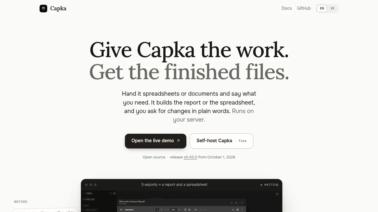Screenshot of Capka website