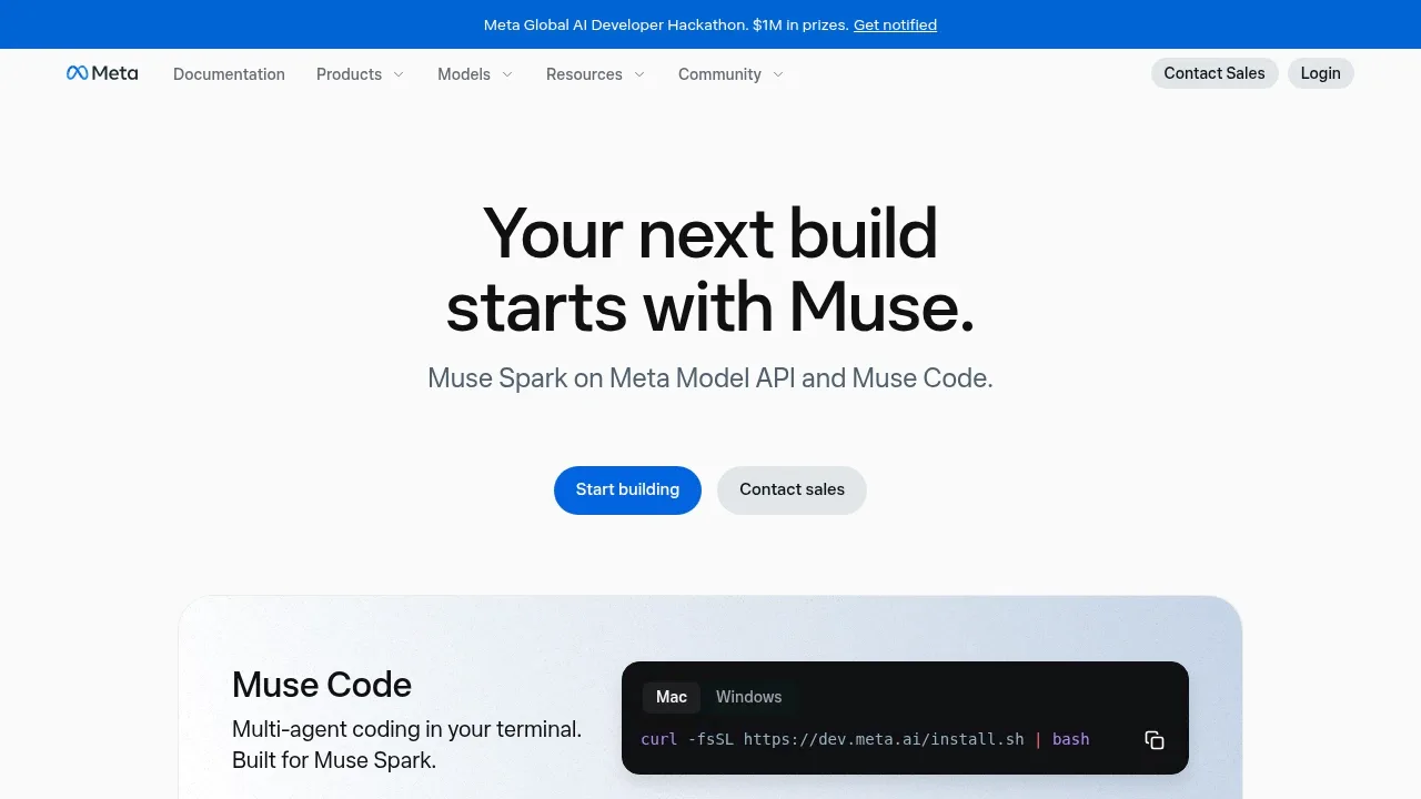 Screenshot of Llama website